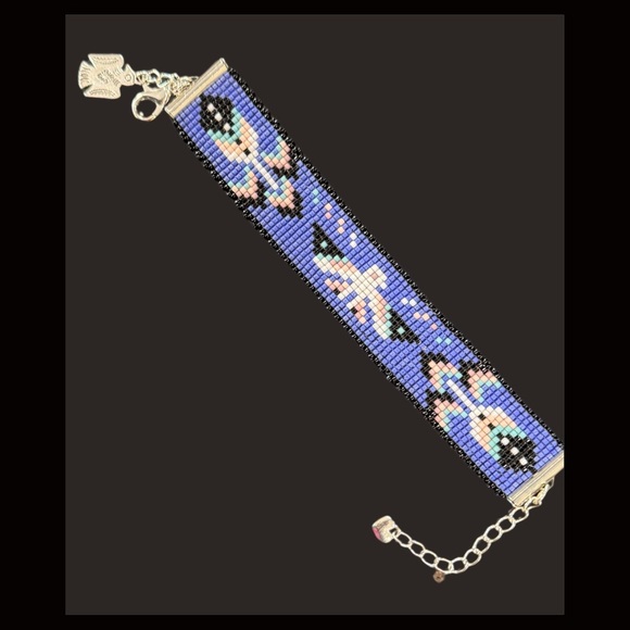 Hand Crafted Jewelry - Hand crafted Adjustable Beaded Bracelet with Thunderbird and charms